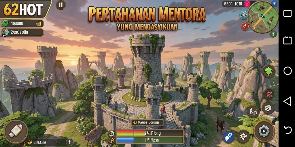Tampilan gameplay menara pertahanan yang mendebarkan dan penuh strategi.