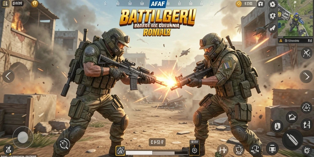 Tampilan aksi seru dalam permainan Battle Royale AFAF.
