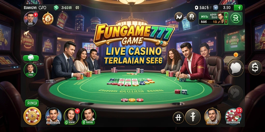 Screenshot FUNGAME777 menampilkan gameplay Live Casino yang seru dan interaktif.