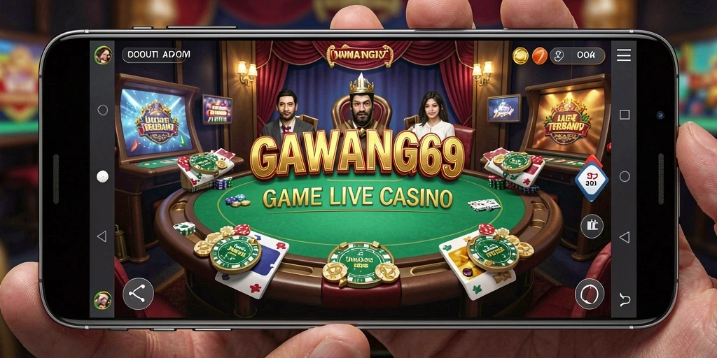 Screenshot GAWANG69 menunjukkan dealer profesional dalam permainan Live Casino.