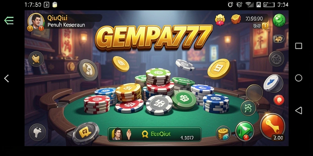 Tampilan gameplay GEMPA777 yang seru dan menampilkan kartu QiuQiu.