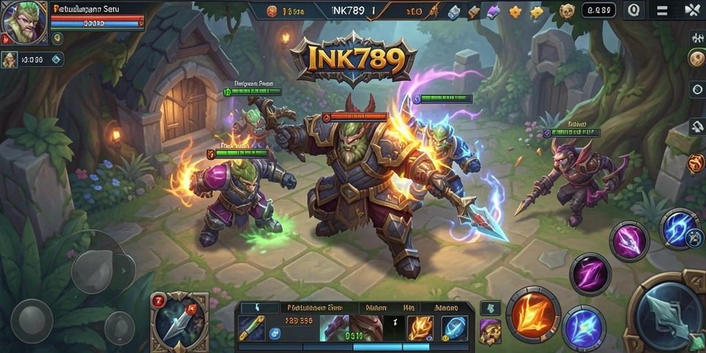 Screenshot gameplay INK789 menampilkan pertempuran seru dalam dunia ARPG.