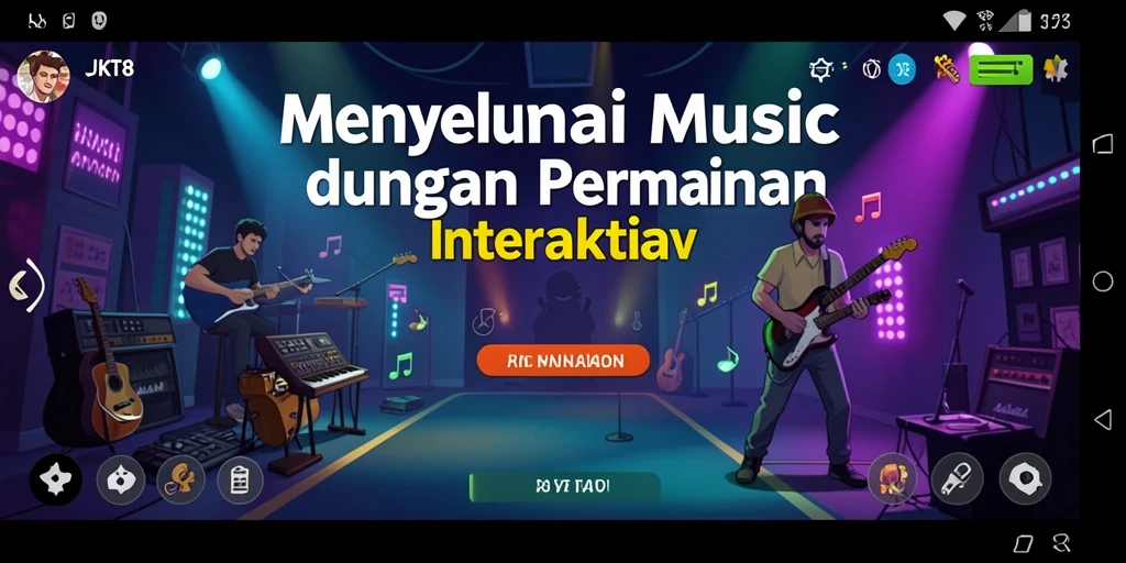 Tampilan screenshot JKT8 menampilkan gameplay interaktif dengan pengguna bernyanyi.