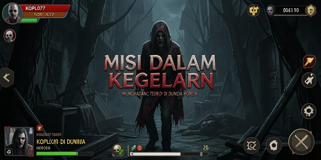 Screenshot menampilkan suasana menyeramkan dalam KOPLO77.