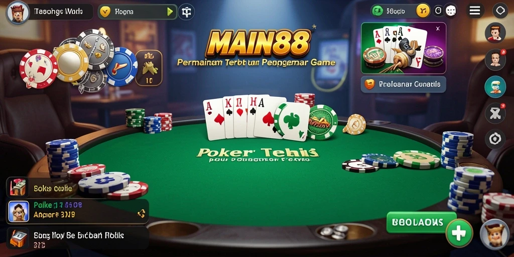 Tampilan gameplay Poker yang seru dan mengasyikkan di MAIN88.