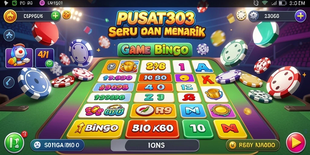 Screenshot gameplay PUSAT303 menampilkan pemain yang asyik mengikuti permainan bingo.