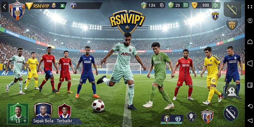 Screenshot RSNVIP7 menunjukkan gameplay sepak bola yang mendebarkan dengan grafis menawan.