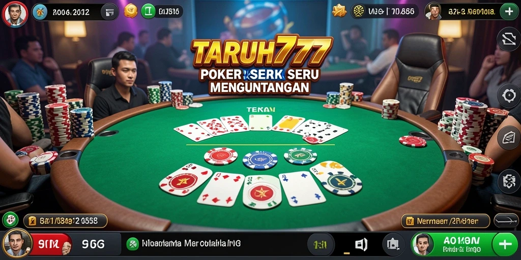 Screenshot TARUH777 menampilkan gameplay poker yang mendebarkan dan interaktif.